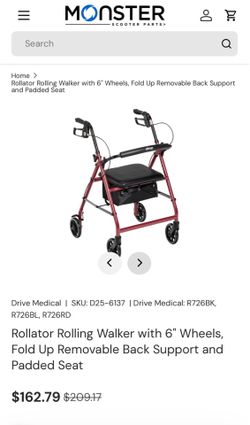 Rollator Rolling Walker with 6" Wheels.