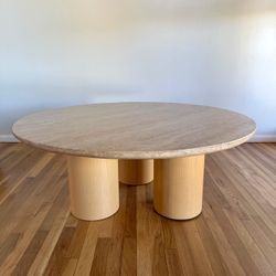 Anthropologie Anya 42" Round Travertine Coffee Table