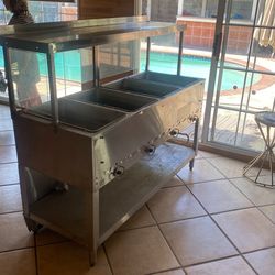 commercial steam table with sneeze guard