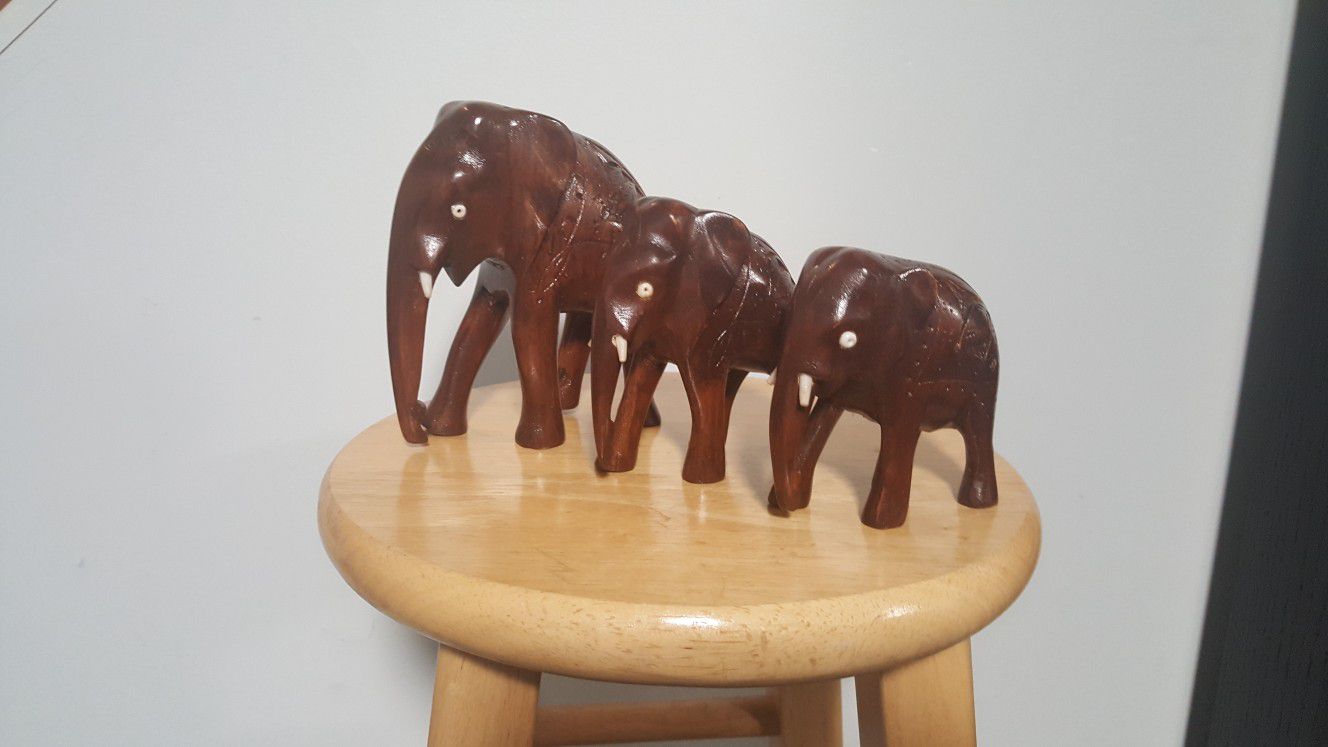 Hand carved wooden elephant