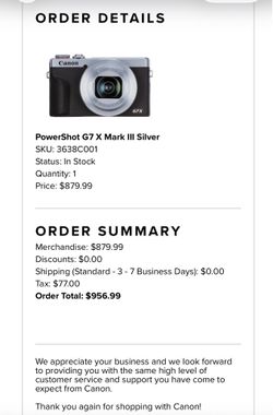 Canon G7x Mark iii (Silver) *NEW*
