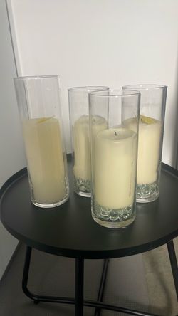 4- glass candle vases