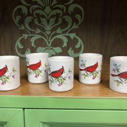 Vintage Glass Candle Holders Cardinal Birds