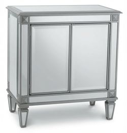 Pair of Bombay Company Silver Mirrored Accent Cabinets / Nightstands