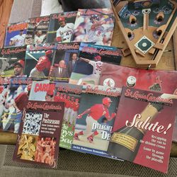 15 1996 Issues Of The Cardinals Magazine And A Wooden Baseball Game