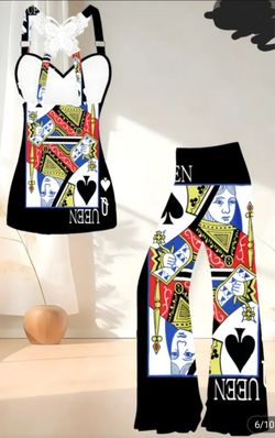 Queen Card 2 PC pant set NWOT Size 14-16