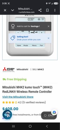 Mitsubishi mhk2 kumo touch (mhk2)redlink wireless remote controller