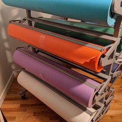 Rolling Cart with 8 Rolls of Colored Paper