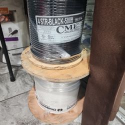 Wire #4 Strended,  500ft Spool,  Black Or White 