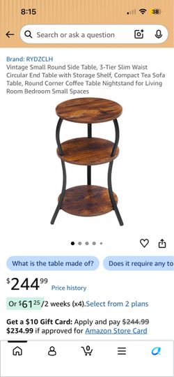 3-Tier Round Side Table