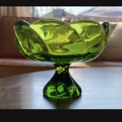 Vintage Swirl Glass Footed Candy Dish