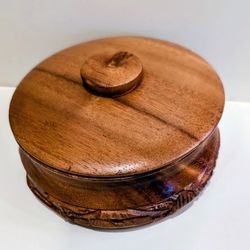 Mid Century Monkey Pod Trinket Box