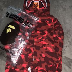 Red Double Bape Hoodie 
