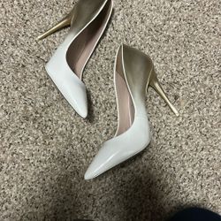 Aldo Gold And White Heels Size 10