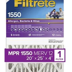 Filtrete 20x25x4 Air Filter MPR 1550 MERV 12 Ultra Allergen Reduction 2 Pack New