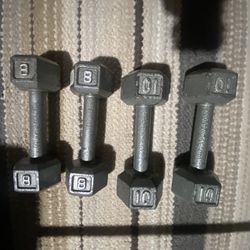 Used Dumbells, Set Of 8 Lbs And Set Of 10lbs
