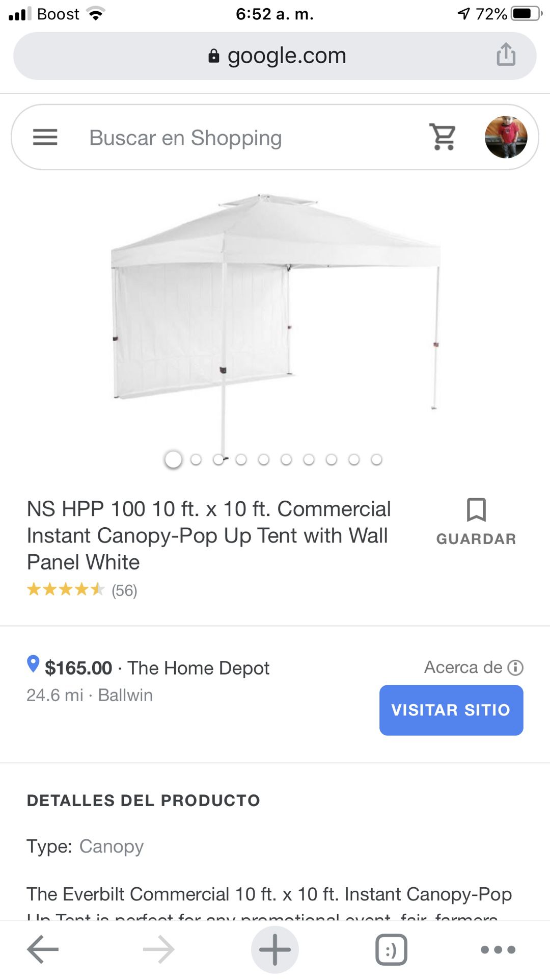 Photo 1010 instant canopy pop up tent with wall panel gray