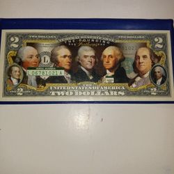 The Founding Fathers Genuine $2 Dollar Bill 