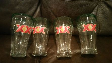 New Dos equis Mexican Hand Blown glasses