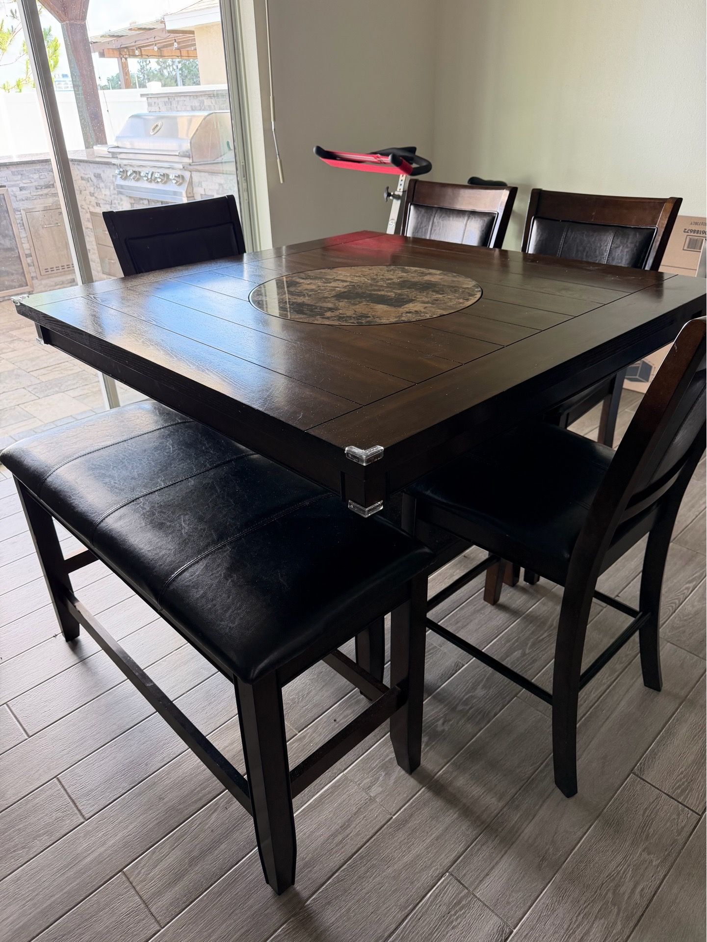 Piece Square Dining Table Set – Brown | Seats 6