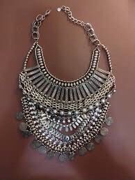 Vintage tribal coin bohemian bib necklace RARE