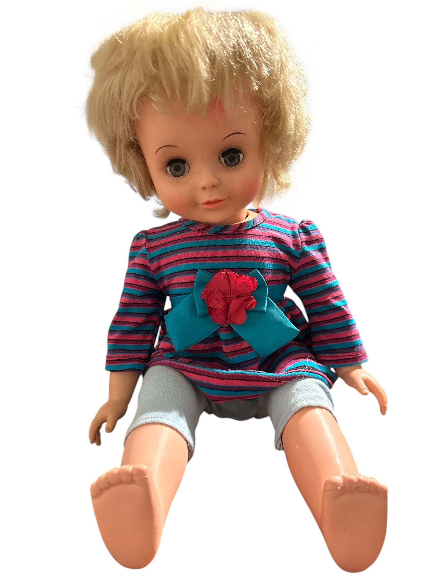 VINTAGE 1971 TOPPER COMPANY SMARTY PANTS DOLL APPROX 19" BLONDE HAIR, HAZEL EYES HARD PLASTIC BODY VINYL HEAD **NOT WORKING** 1 'D' BATTERY OPERATED S