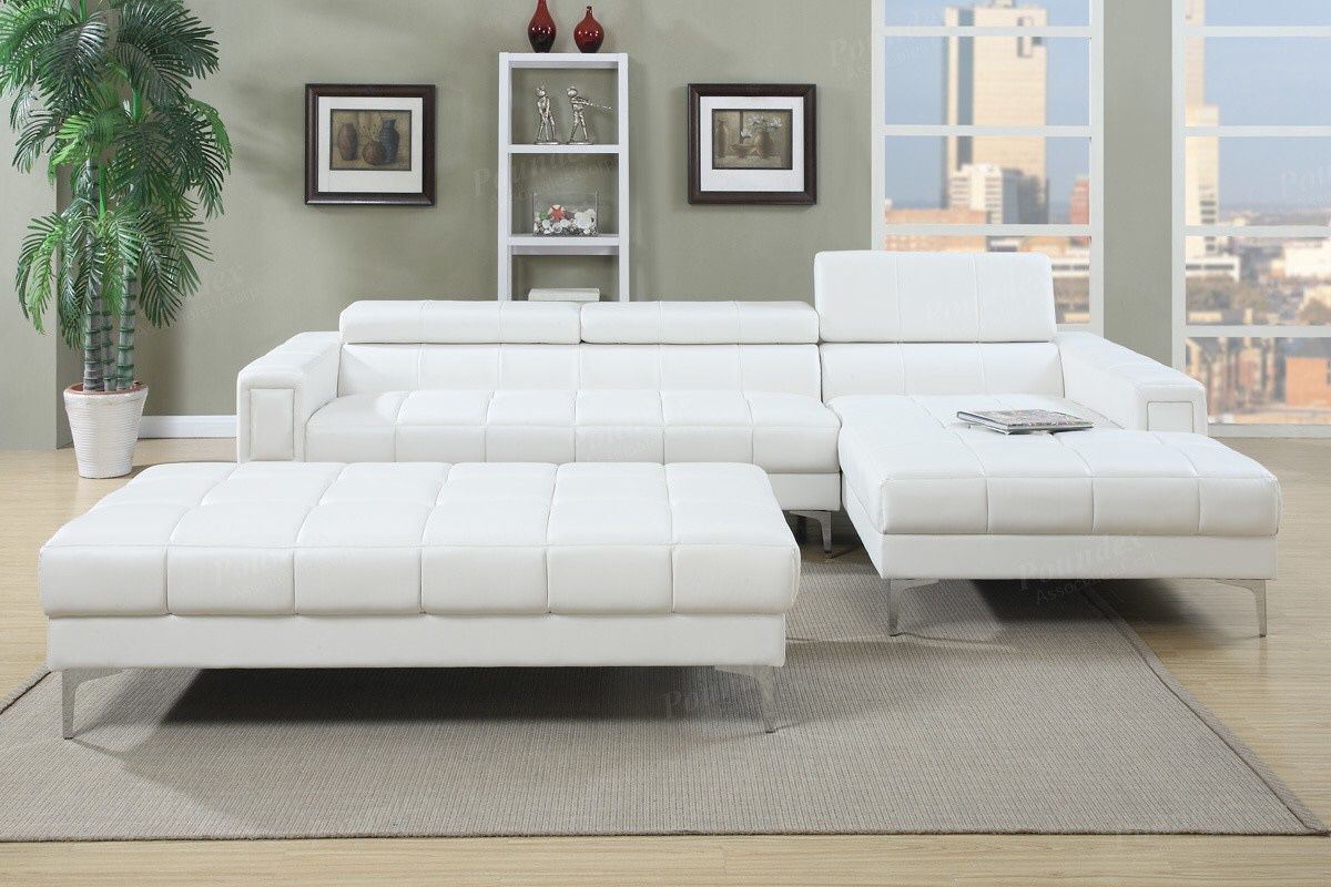 White 2pc Sectional @Elegant Furniture