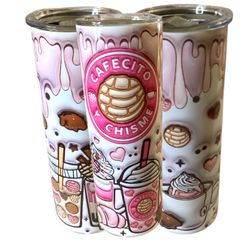 Cafecito Y Chisme Concha & Christmas Drinks Stainless Steel Skinny Tumbler 20 Oz