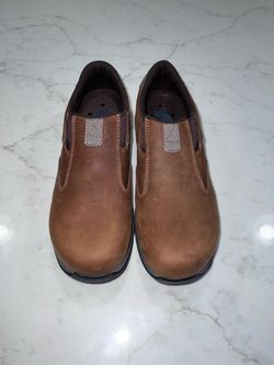 Brown Leather Slip-On Work Shoes