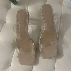 Clear Strap W/ Beige Heels Size 8.5
