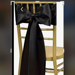 100pcs Black Satin Chair Ribbons