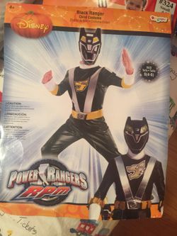 Power Rangers Black Halloween Costume size Small 4-6 years child