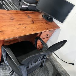 Small Wood Desk With A Chair