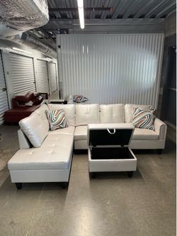 New L Shape Sectional With storage ottoman- Delivery Available