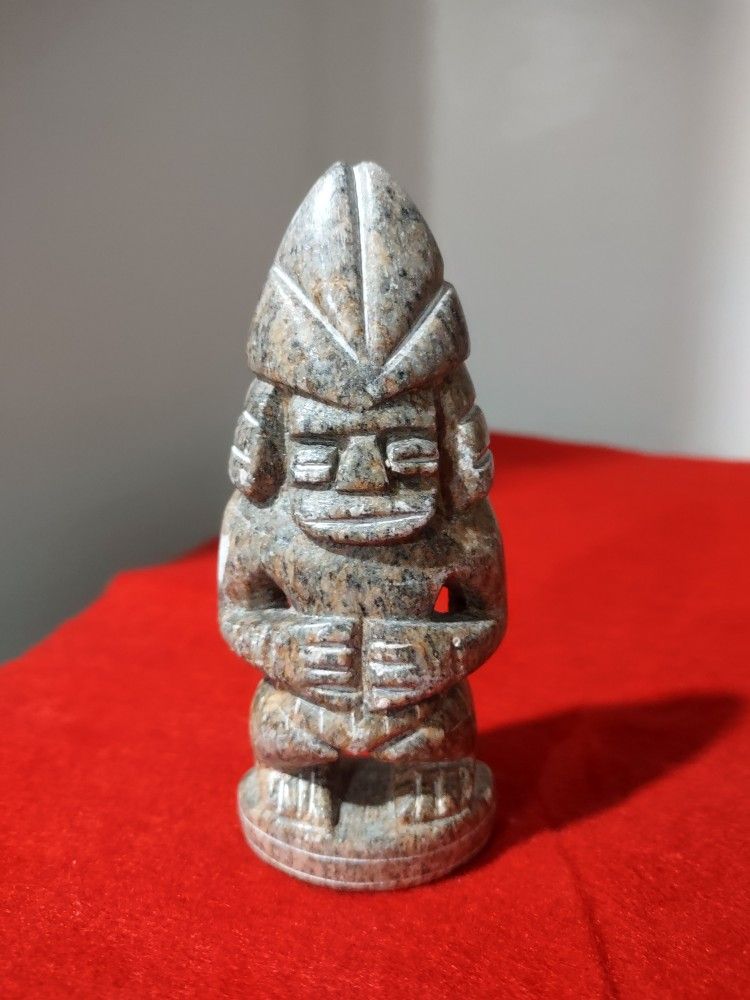 HandMade Soapstone Reproduction of the Mesoamerican Fertility God;4.5 inches Tall;6.16 oz.
