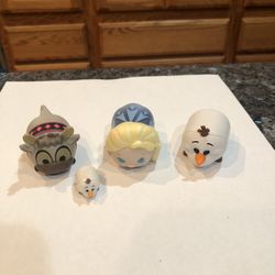 Disney Frozen Lot of 4 Tsum Tsum’s.  Elsa, Sven and Olaf.  Preowned excellent condition.  Have been on display in a cabinet with a Disney collection. 