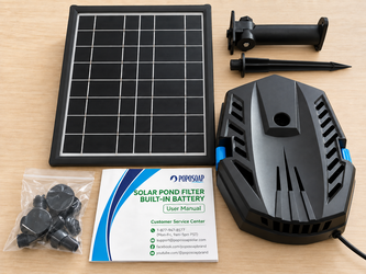 POPOSOAP Solar Pond Filter Kit w/ Built-In Battery – Complete Set