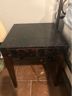(2) wood/glass inlayed mosaic night stands