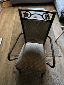 2 Iron Upholstered very fancy Dining Chairs/ sillas de comedor set 2