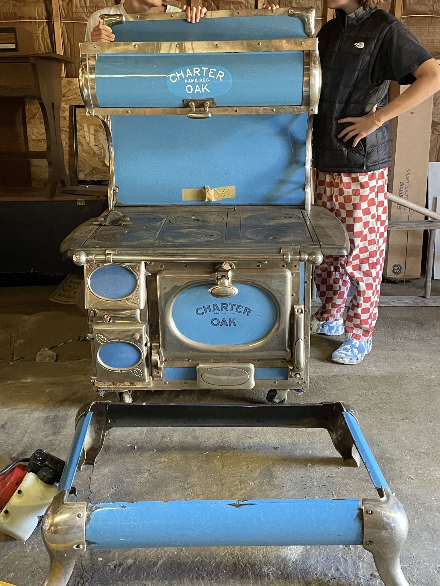 Antique Wood Burning Blue Cook Stove