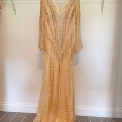 Gold Glitter Sparkling Maxi Dress Size XL