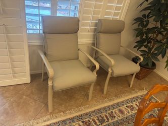 Pair of High-Back Armchairs with Cushions