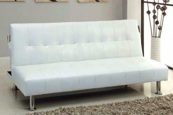 Brand New White Leather Futon Sofa Sleeper