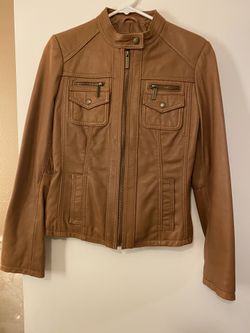 Michael Kors Camel brown leather jacket size small