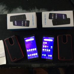 SET OF TWO VERIZON ALCATEL AVALON V SMART PHONES…LIKE NEW CONDITION WITH PROTECTIVE CASINGS