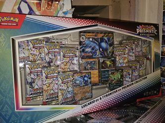Prismatic Evolutions Lucario Ex & Tyranitar Ex Premium Collection