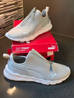 Women's PUMA Weave Zip Size 10 Athletic Sneakers in BOX Lightweight Gray White
