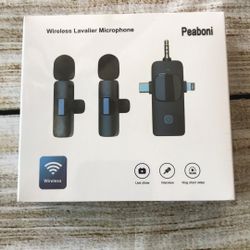 Wireless Lavalier Microphone for iPhone iPad, Professional Lapel Mics, Wireless Mini Mic Plug-Play, Dual Microphone for Video Recording Interview Conf