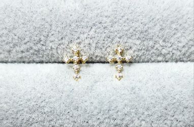 White Sapphire Cross Earrings