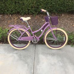 24” Huffy Nel Lusso Ladies/Girls Lavander Beach Cruiser 